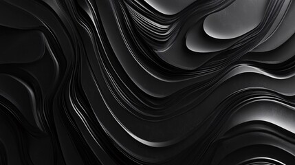 Obraz premium Abstract black waves create a flow of texture and depth in a modern design aesthetic.
