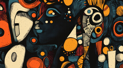 Abstract illustration with a focus on bold geometric patterns: Black History Month