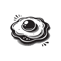 Half fried egg silhouette - half fried egg vector - breakfast egg illustration.