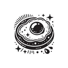 Half fried egg silhouette - half fried egg vector - breakfast egg illustration.