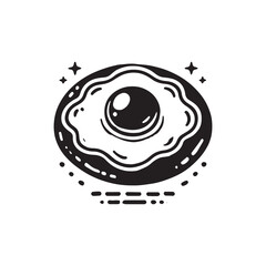 Half fried egg silhouette - half fried egg vector - breakfast egg illustration.