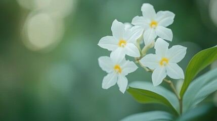 Obraz premium White flowers blooming in garden, bokeh background, nature photography, spring