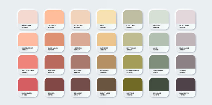 Warm Autumn Palette. Fashion Fall color trends. Color palette forecast of the future shades. Vector template illustration EPS10