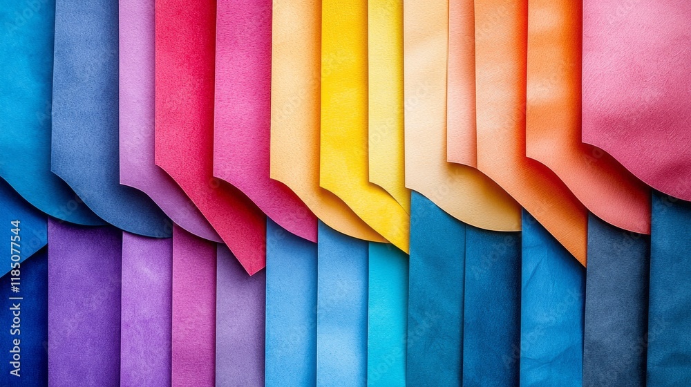 Poster This vibrant array of colorful paper features various shades, from rich blues to cheerful yellows and warm pinks, inspiring creativity and artistic expression in any setting