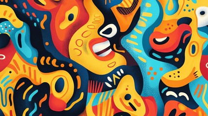 Vibrant abstract art showcasing colorful shapes and forms in bold hues.