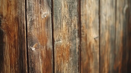 Fototapeta premium Close-up of weathered wooden planks with rich textures and earthy tones.