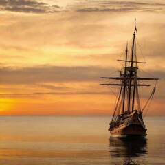 Obraz premium sunset, sea, boat, water, 