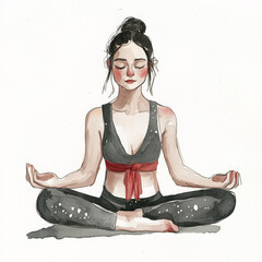 An illustration of a woman meditating and doing yoga; new years resolutions