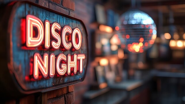 Sign that reads &ldquo;DISCO NIGHT&rdquo; - pub - bar - club - theme night - dance party - seventies - eighties - weekend 