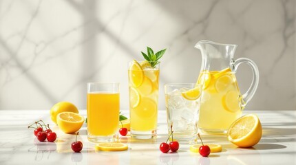 Citrus Refreshment: A Bright and Cheerful Still Life of Summer Drinks