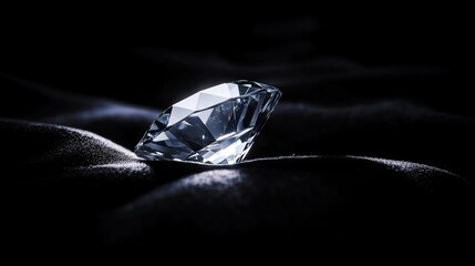 A Close up of a Diamond Sitting on Top of a Black Cloth - Generative AI
