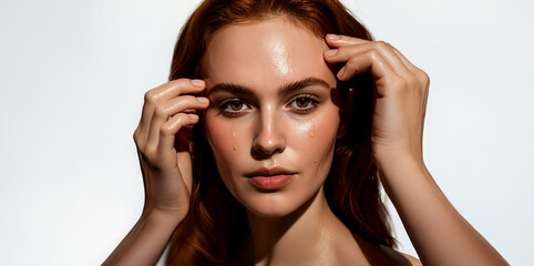 Obraz premium Woman with Radiant and Fresh Face Skincare Care