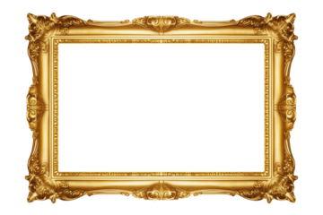 Old Antique Gold Frame Isolated on White and Png Transparent Background