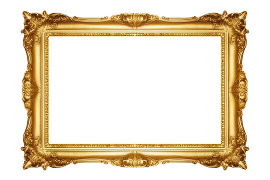Old Antique Gold Frame Isolated on White and Png Transparent Background