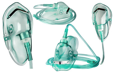 medical oxygen masks isolated on white background