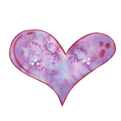 Heart on a white background. Watercolor illustration, hand drawn in childish style. Drawing blank for postcards, stickers. love, hearts, magic, potion, glass, bottle, vessel, elixir