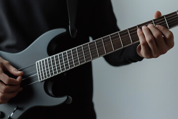 Fototapeta premium Guitarist's Hands Playing Guitar Close Up