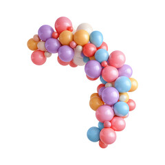 Number 7 Balloon Garland on transparent background