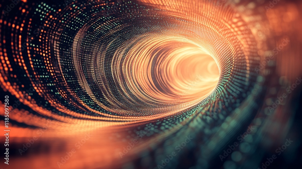 Leinwandbilder Digital tunnel data flowing through cyberspace with binary code stream