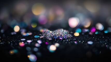 A Close up of a Small Pile of Glitter on a Black Background - Generative AI