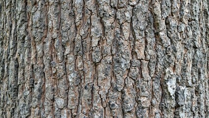 Fototapeta premium Bark texture of tree trunk with intricate patterns in rich brown and gray tones