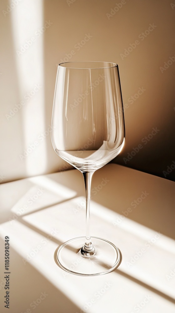 Poster Elegance Captured in Solitude With a Wine Glass Resting on a Pristine Table Surface