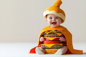 Baby in Adorable Cheeseburger Costume