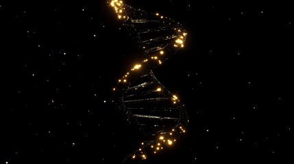 Obraz premium Golden DNA Double Helix in Dark Space