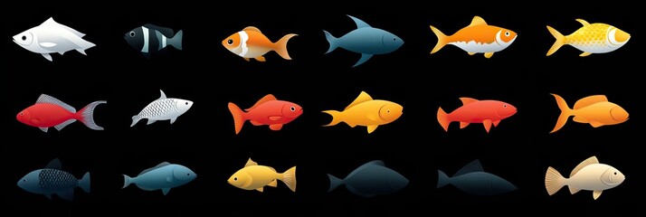 Colorful Fish in a Vibrant Vector Style Showcasing Underwater Diversity and Artistry
