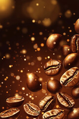A visually appealing illustration of coffee beans with a warm, bokeh background.