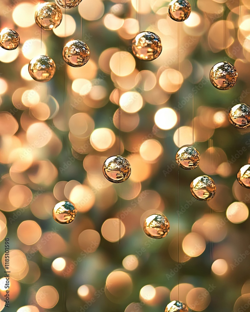 Aufkleber Magical Golden Orbs Shimmering Against a Warm Backdrop of Soft Lights and Bokeh Effects