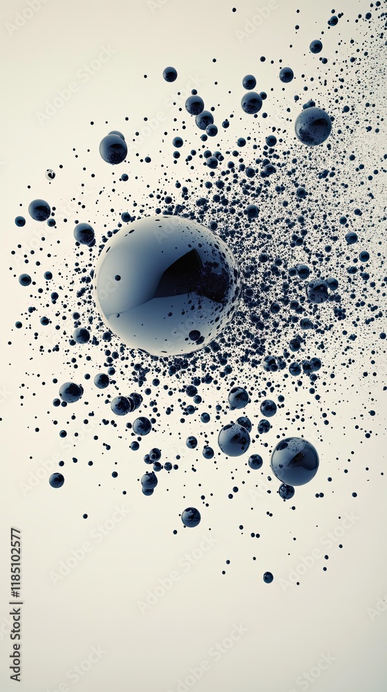 Fototapete simulation of erratic particle motion illustrating brownian movement in high contrast lighting