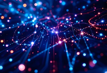 Obraz premium Abstract linear fiber optics cable technology futuristic background