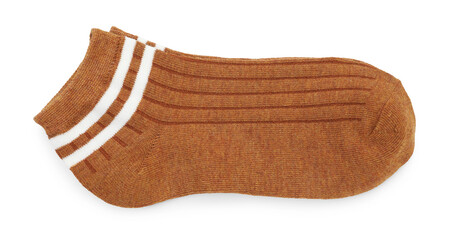 Pair of soft socks isolated on white, top view