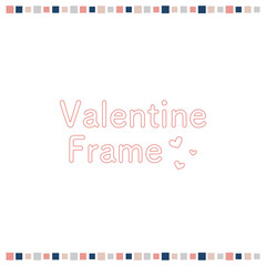 バレンタインカラーのシンプル四角ラインの正方形枠