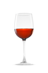 Rose wine in glass on white background