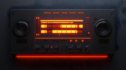 Fototapeta premium Futuristic Audio Mixer With Red Illumination