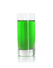 Absinthe in shot glass isolated on white