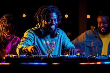 DJ Mixing Music at Night Party