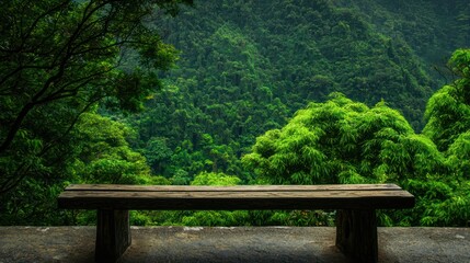 Serene nature scene lush forest scenic viewpoint tranquil environment outdoor bench