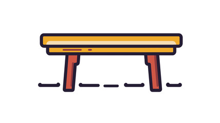 Trendy Thin Line Icon of Wooden Bench for Public Spaces, Parks, Gardens, and Relaxation Areas Vector Illustration