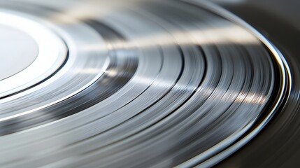 Closeup View of a Spinning Vinyl Record