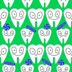 Medicine seamless teeth pattern for wrapping paper and fabrics and linens
