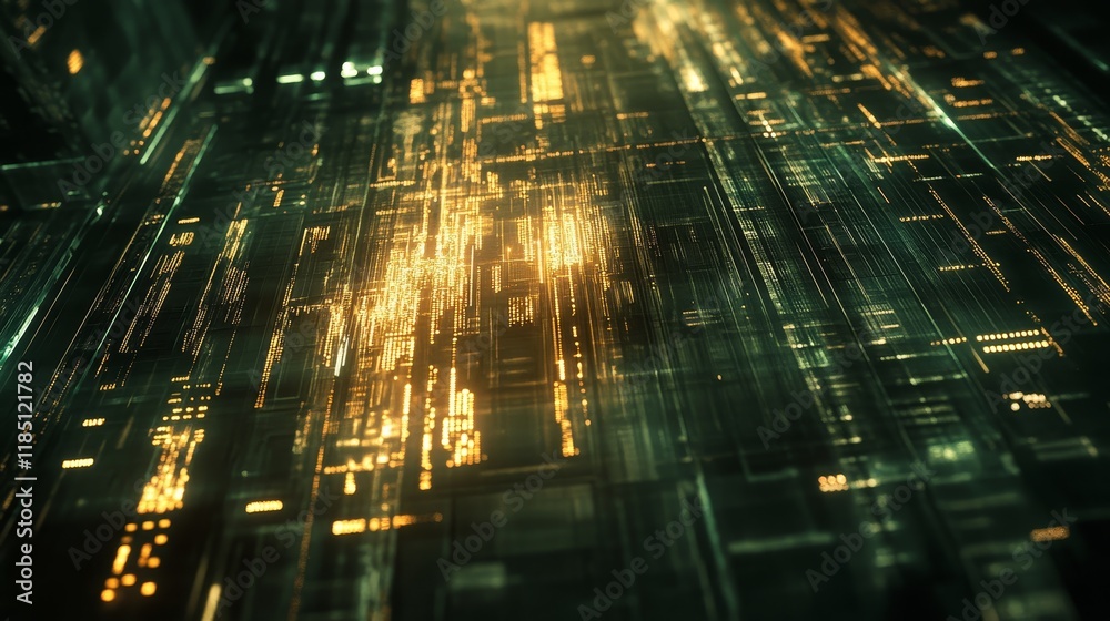 Aufkleber abstract digital background with glowing lines and data patterns in a futuristic technology landscap