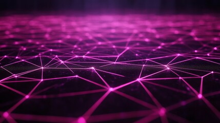 Obraz premium Abstract Network Visualization with Glowing Pink Nodes and Connecting Lines Creating a Deep Space Feel, Symbolizing Technology and Communication