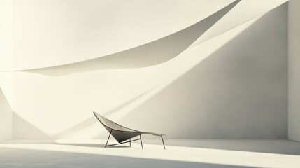 Modern Minimalist Chair in White Room, Sunlit Corner