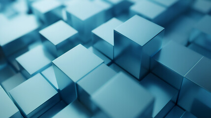 Obraz premium Abstract 3D Blue Cube Illustration for Technology and Design Projects