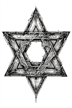 recommend clip art: Star of David Judaism black and white illustration
