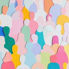 Colorful Crowd Paper Cutout