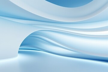 Naklejka premium Blue and White Wave Background with broad arcs, Open Side